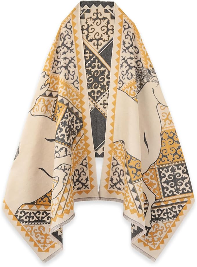 EXTREE Scarfs for Women Pashmina Silky Shawl Wrap for Evening Dressing Blanket Open Front Poncho Cape