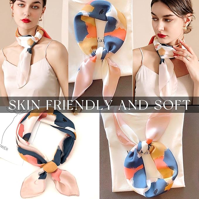 Dailyacc Hair Bandanas Scarf For Women Lightweight Fashion Neck Silk Satin Head Scarves For Sleeping Handbags Scarf