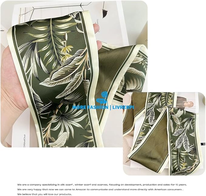 Livrerpi Silk Feeling Head Scarf Fashion Satin Hair Scarf Square Long Scarves for Women Gifts