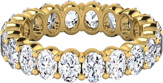 3.26 CTW Oval Cut Diamond Eternity Ring for Women in 14K White Gold/Yellow Gold | E-F Color, VS Clarity | Wedding, Anniversary, Luxury Fine Jewelry Gift | Lab-Grown Diamonds | Ring Size 6.5
