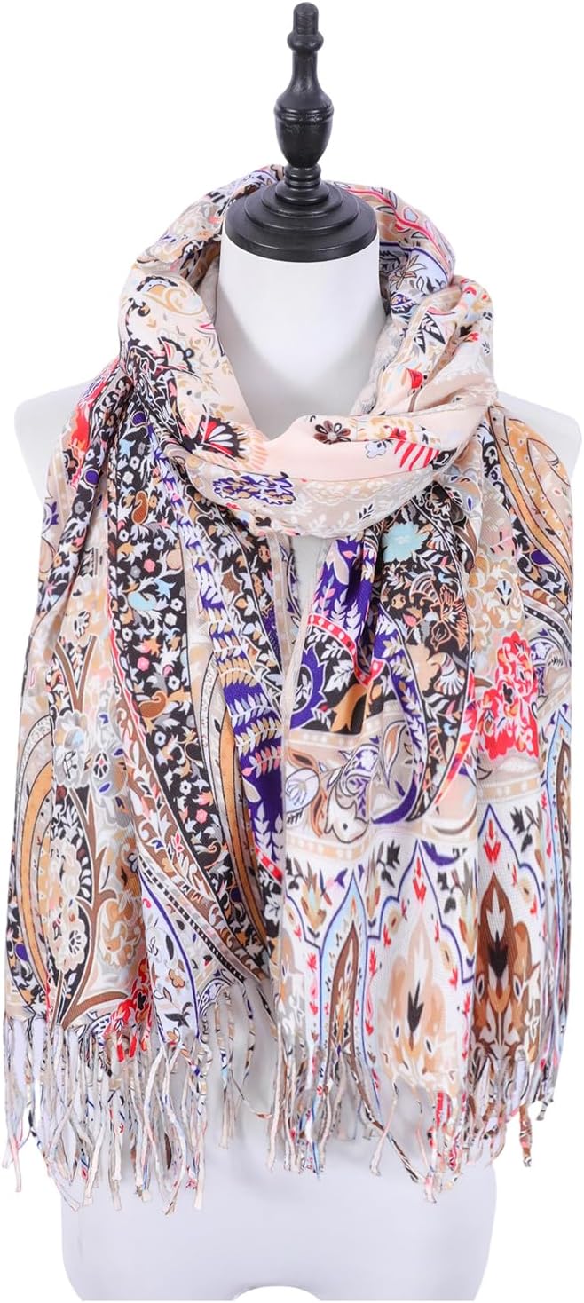 Scarf Shawl Wraps for Women Pashmina Soft Cashmere Scarf Printed Large Blanket Scarf Warm for Fall Winter