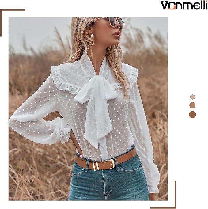 VONMELLI Women's Soft Faux Leather Belt for Jeans Pants Dress Fashion Ladies Waist Belt with Gold/Silvery Buckle