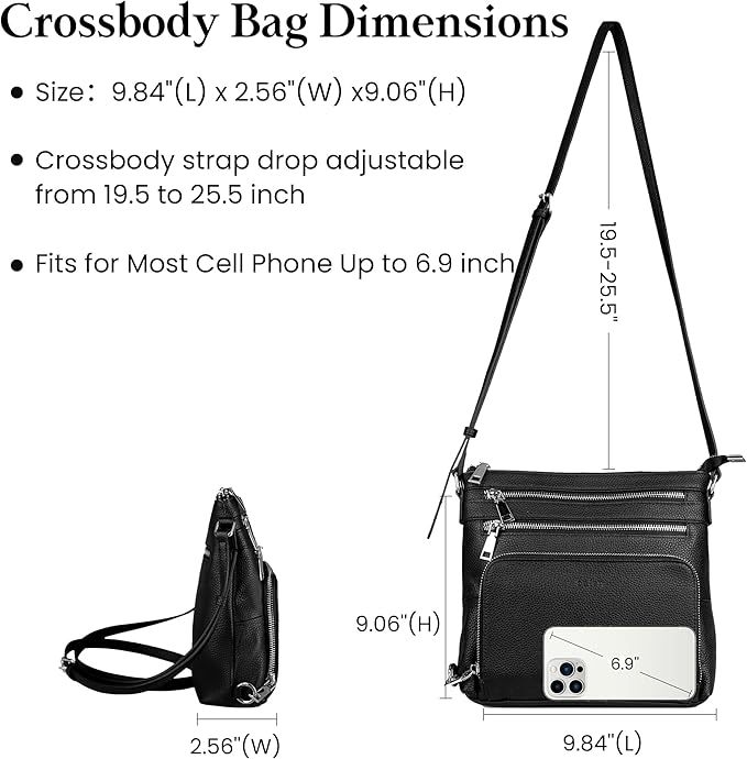befen Genuine Leather Crossbody Bags for Women, Medium Anti-Theft Shoulder Purse with Built in RFID Wallet for Travel