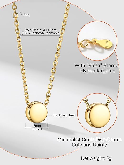 PROSILVER 925 Sterling Silver Necklace for Women | Dainty Delicate Adjustable Choker with Heart/Star/Moon/Vertical Bar Pendant, Hypoallergenic Tarnish Resistant Everyday Jewelry Gift for Her