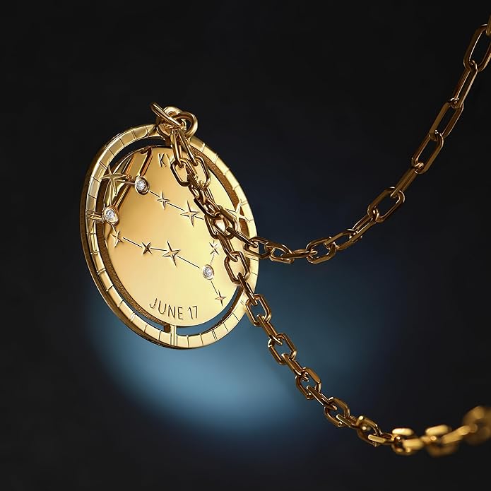 OAK & LUNA - Personalized Engraved Constellation Necklace with Diamond - Designer Gift for Her, Women, Mom - Custom Dainty Jewelry for Christmas, Mother's Day, Birthday