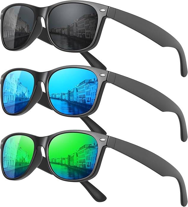MEETSUN Classic Polarized Sunglasses for Women Men Trendy Retro Sun Glasses for Driving UV Protection (3 Pack)