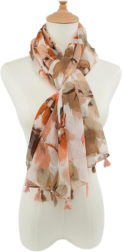 YOUR SMILE Large Boho Scarf for Women Lightweight Floral Printed Scarves Fall Winter Fashion Fringed Shawl wraps