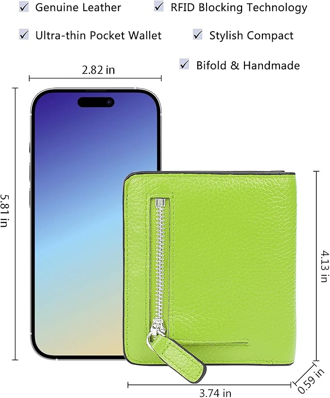 AINIMOER Small Leather Wallet for Women, Ladies Credit Card Holder RFID Blocking Women's Mini Bifold Pocket Purse