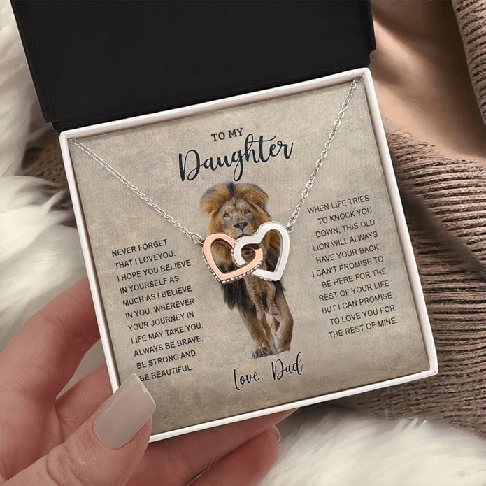 VIRAGIL To My Daughter Gift Necklace From Dad or Mom - Badass Daughter Jewelry With Heartfelt Message & Elegant Box