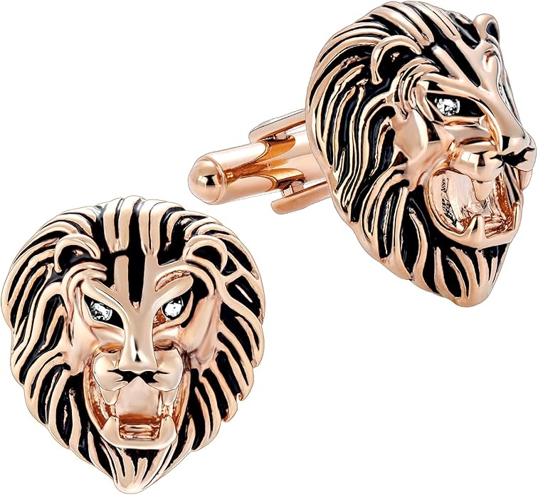 HAWSON Vintage Lion Head Cufflinks for Men with Gift Box, Gold Silver Black Tone Cuff Links for Men's Dress Shirts and French Cuff Shirts, Mens Personalized Jewelry or Accessories Unique
