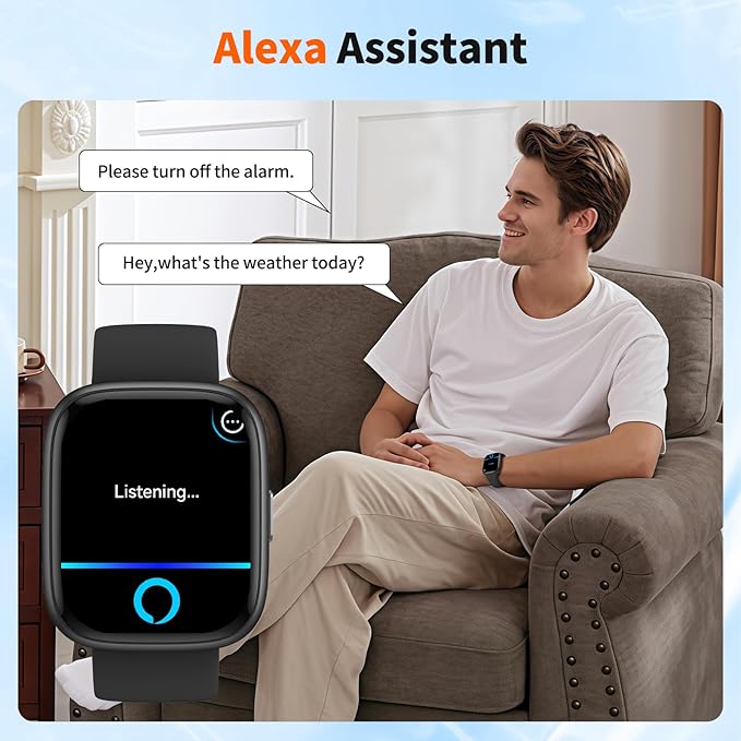 2025 Upgraded Smart Watch Alexa Built-in【1.83" HD Touchscreen】【BT5.3 Call, 100+ Sports Modes & IP68 Waterproof】 Fitness Tracker 24/7 Heart & Sleep Monitor for Android iOS Men Women