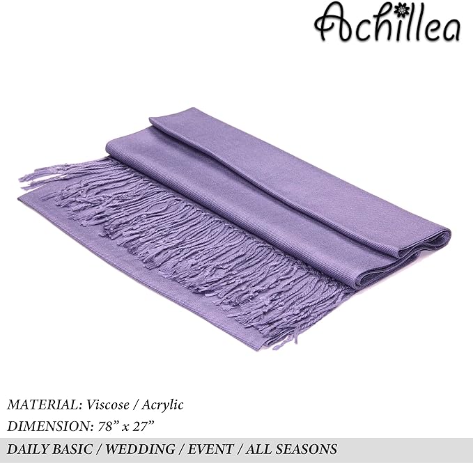 Achillea Soft Silky Pashmina Scarf for Women – Shawl Wrap for Evening Dresses, Bridesmaids, Weddings & Everyday Wear