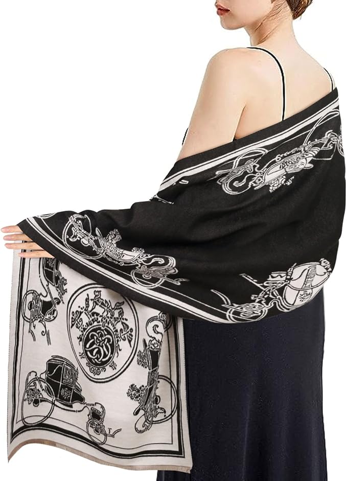 EXTREE Scarfs for Women Pashmina Silky Shawl Wrap for Evening Dressing Blanket Open Front Poncho Cape