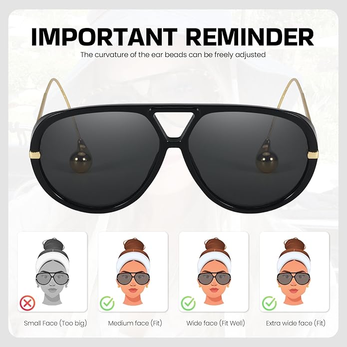 SODQW Oversized Aviator Sunglasses for Women With Earring Trendy Large Big XL Size 2025 Designer Ladies Shades