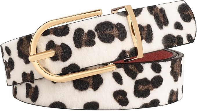 SANSTHS Women Faux Leather Chic Belts for Jeans Pants Fashion Ladies Belt Solid Color with Gold Curved Pin Buckle