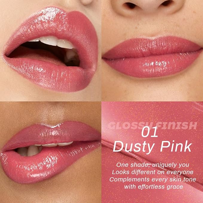 evpct Dusty Pink Honey Lipstick Tinted Lip Balm, Sheer Hydrating Shine Tinted Lipstick for Women, Moisturizing Lip Color, Nourishing Tinted Lip Balm Plumper Gloss Stain, Glossy Shiny Finish, 01