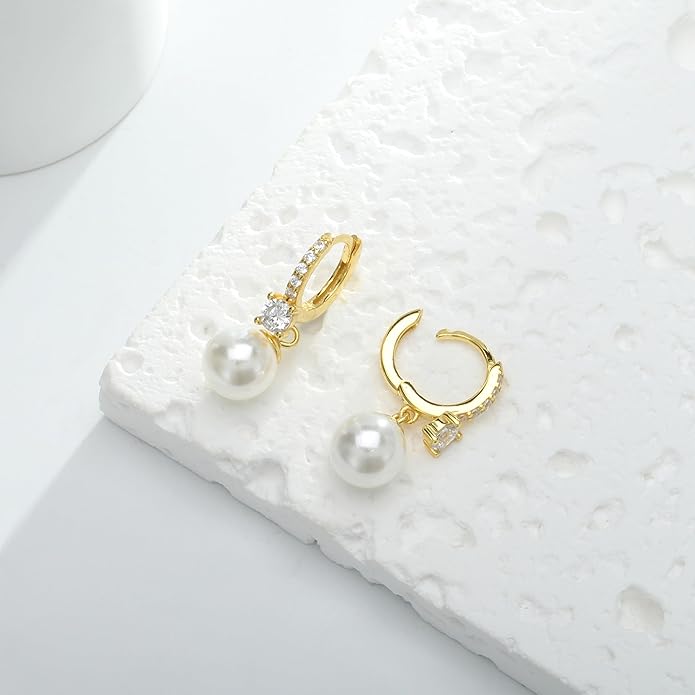 Long Pearl Earrings for Women 925 sterling silver Pearl Dangle Earrings Hypoallergenic Elegant Wedding Pearl Tassel Earrings for Bridal Christmas Gift…