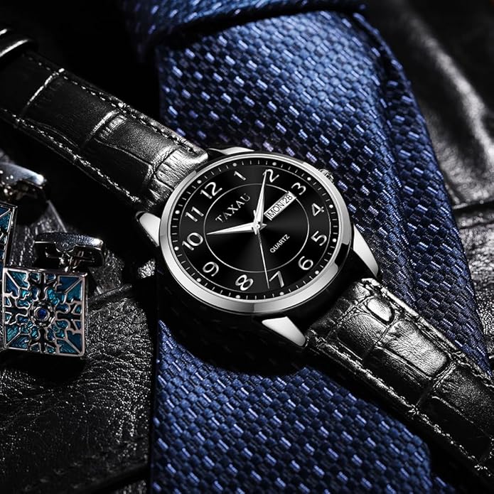 Watches for Men Luxury Analog Waterproof Classic Leather Large Face Simple Easy Read Quartz Minimalist Dress Day Date Quartz Mens Watches