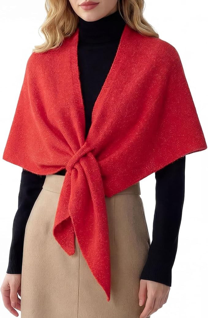 RIIQIICHY Shawl Wrap Women Pashmina Triangle Cape Knit Sweater Scarf for Fall Winter Fashion Accessory