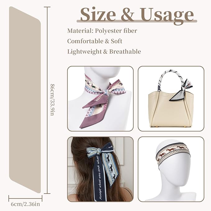 4 Pack Purse Scarf Handbags Skinny Twill Hair Scarves Narrow Neck Scarf Band Women Fashion Accessories Bag Charms