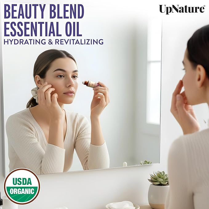 UpNature Self Care Gifts for Women Essential Oils Roll On Set – Galentines & Valentines Day Gifts for Her Mom Wife - Breathe, Beauty & Calm Oil Roller for Aromatherapy and Relaxation