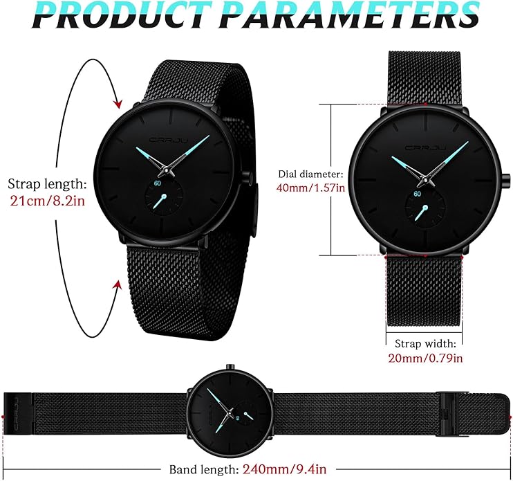 Mens Watches Ultra-Thin Minimalist Waterproof - Fashion Wrist Watch for Men Unisex Dress with Stainless Steel Mesh Band