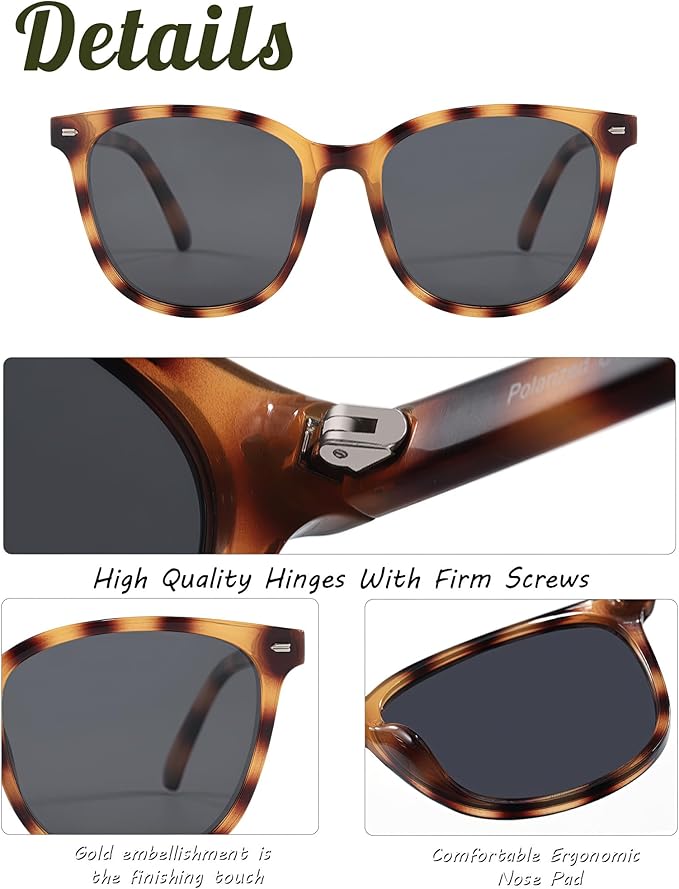 Myiaur Polarized Sunglasses for Women, Square Mirrored Trendy Shades with UV Protection Reduce Glare Sun Glasses