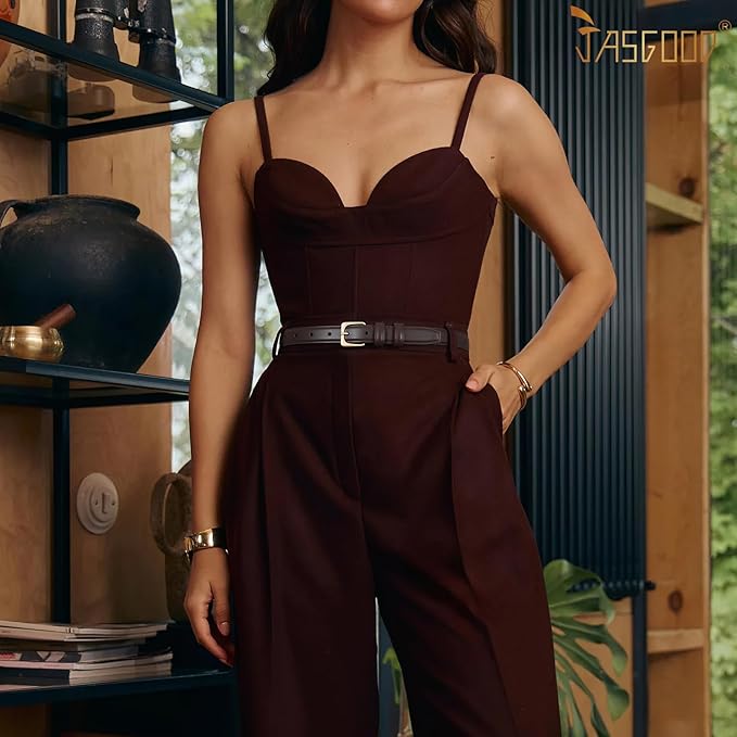 JASGOOD Women Leather Belt Fashion Ladies Skinny Leather Waist Belt for Pants Jeans Dress with Gold Buckle