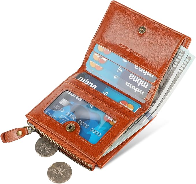 Lavemi Ultra Thin Small Compact Leather Womens Girls Wallets RFID Blocking Credit Card Holder for Women