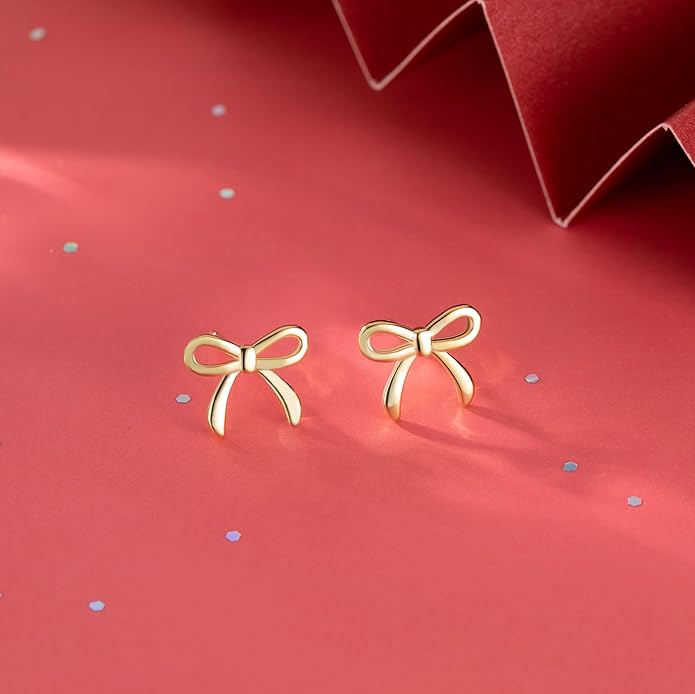SLUYNZ Solid 925 Sterling Silver Tiny Bow Earrings Stud for Women Teens Small Bowknot post Stud Earrings