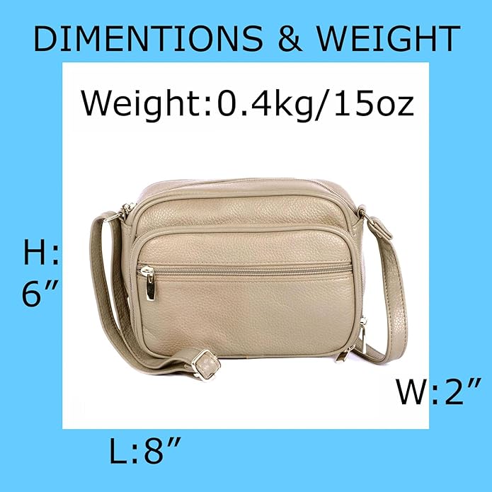 Cowhide Leather Women's Shoulder Purse Small Cross Body Organizer Bag with Many Pockets