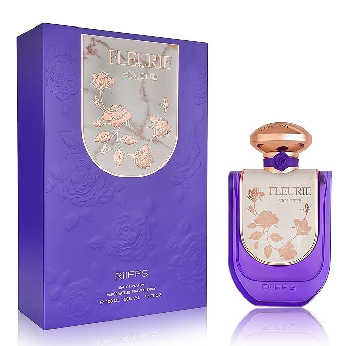 Riiffs Fleurie Violet Women's Gourmand Perfume Eau de Parfum - Vanilla Powder,Matiere Premiere, Rose, White Florals Scent with 24H Longevity | 3.4 Fl Oz 80% Vol Seductive Edible Fragrance