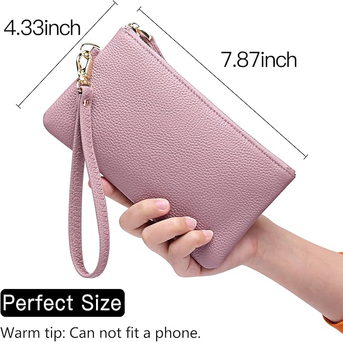 GOIACII Women's Wristlet Clutch Slim Leather Wallet RFID Blocking Handbag