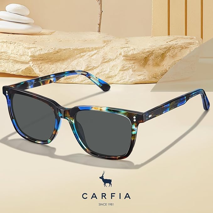 CARFIA Polarized Sunglasses for Women: Acetate, Small/Medium Size, UV400 Anti Glare CA5354