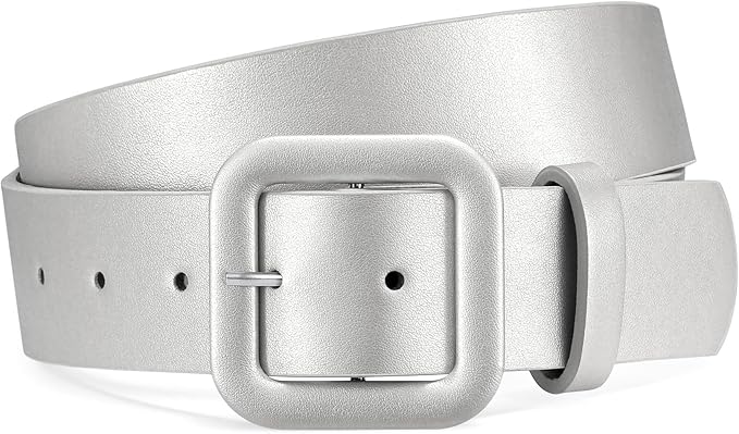 WHIPPY Women Leather Belt Candy Color Fashion Square Buckle Belt Ladies Belt for Jeans Pants Dresses