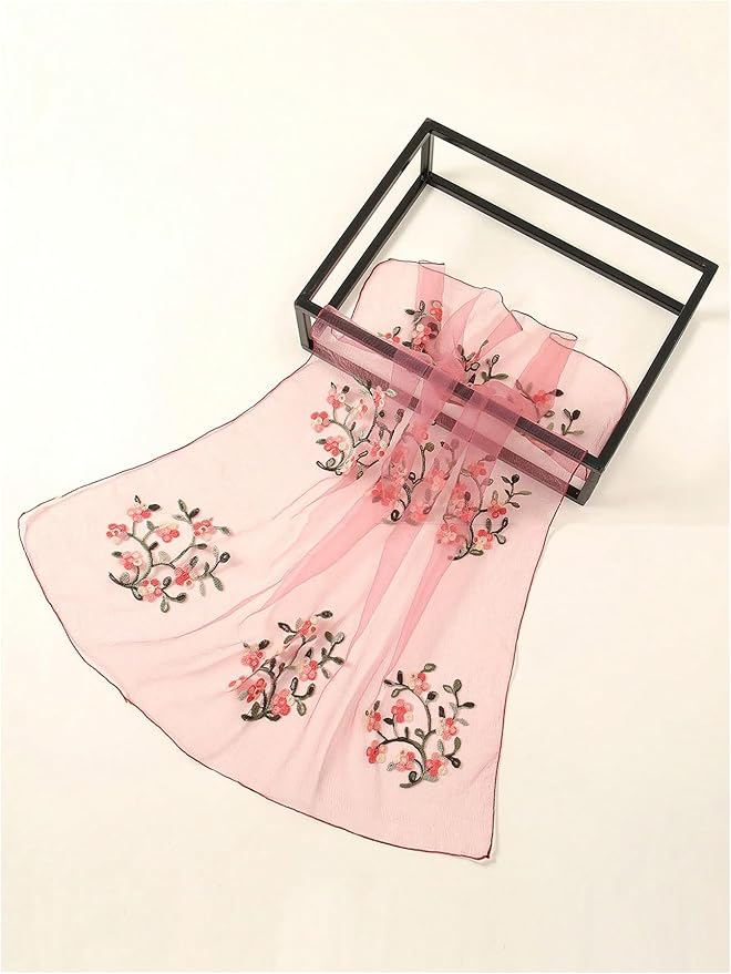Floerns Women's Flower Embroidery Hair Scarf Headband Sheer Lace Hair Bandana