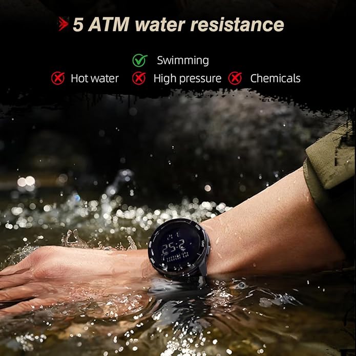 Digital Watch Military Watches for Men Black Tactical Sports Waterproof Men's Women's Wrist Watch with LED Backlight Nylon Band Stopwatch,Green