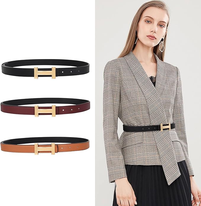 Relang Women's Belts with Gold Buckle, Fashion Waist Band, Elegant Ladies' Belt, Gift for Women