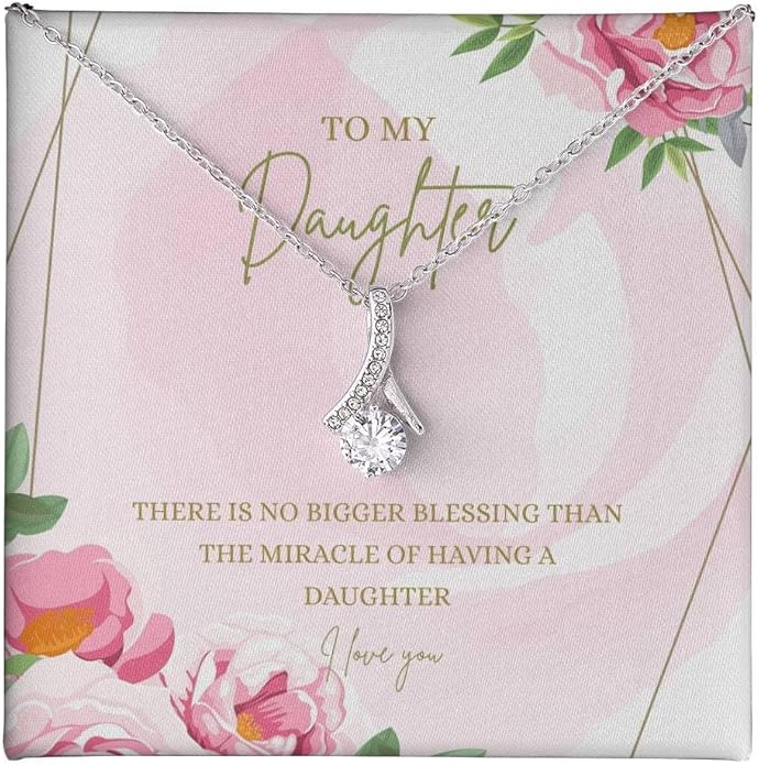 VIRAGIL To My Daughter Gift Necklace From Dad or Mom - Badass Daughter Jewelry With Heartfelt Message & Elegant Box