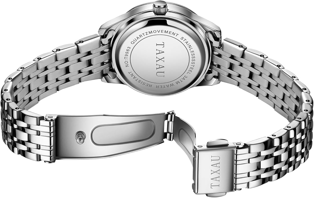 Gold Silver Two Tone Women Stainless Steel Watch Small Wrist ElegantDress Watch for Women Fashion Luxury Waterproof Day Date Analog Quartz Ladies Watches