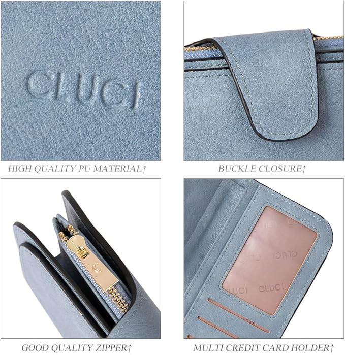 CLUCI Wallet For Women PU Leather RFID Blocking Womens Wallet Bifold Card Holder with ID Window Gifts for Women Birthday | RFID Blocking, Designer, Trifold, Card Holder, ID Window