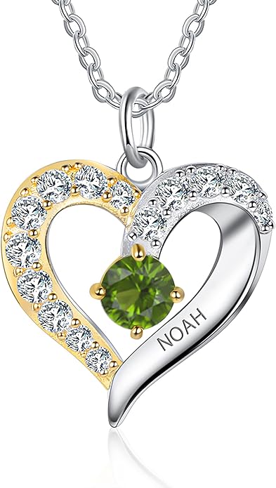 GLAMCARAT Personalized mothers necklace with birthstones names sterling silver jewelry for women customized engraved necklace