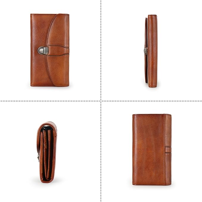 ORIREAL Women's Wallet Genuine Leather Wallet for Ladies Large Capacity Hand-Crafted Wallet Card Holder Purse