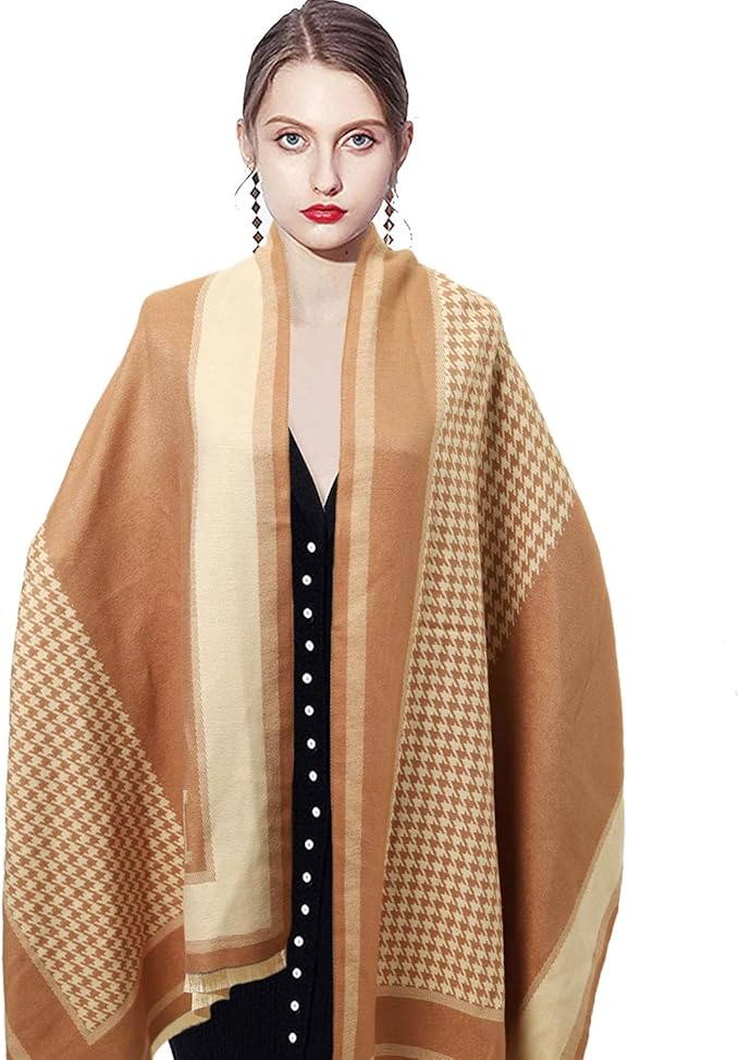EXTREE Scarfs for Women Pashmina Silky Shawl Wrap for Evening Dressing Blanket Open Front Poncho Cape