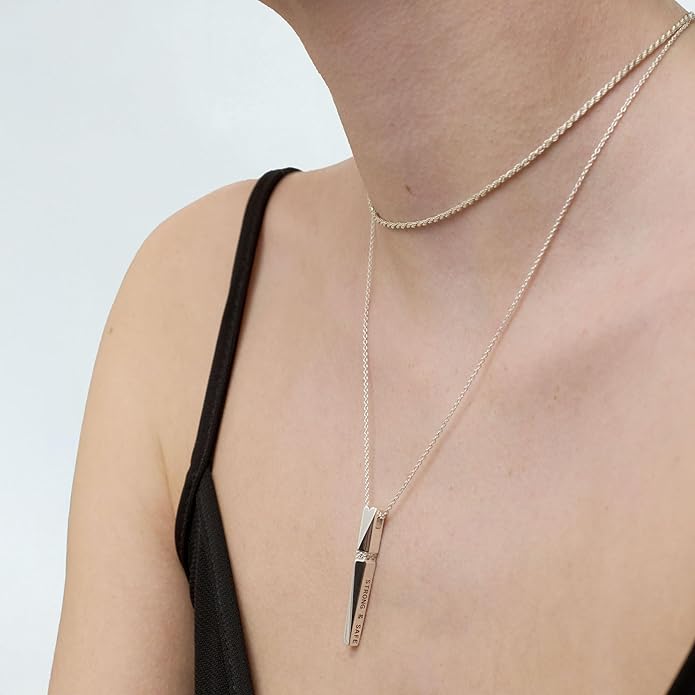 OAK & LUNA - Personalized Pillar Bar Necklace with Diamond Options - Custom Inscription Engraved Pendant - Up to 4 Names - Jewelry Gift for Women, Her, Mother For Mother's Day, Christmas