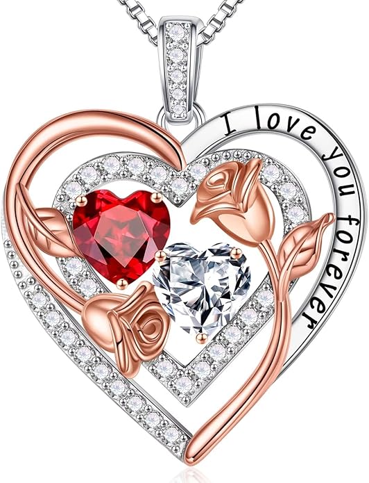 Iefil Mothers Day Gifts for Wife - Sterling Silver Birthstone Necklace Birthday Gifts for Her Wife