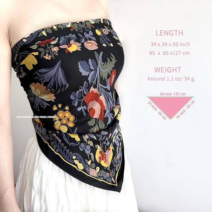 Livrerpi Silk Feeling Head Scarf Fashion Satin Hair Scarf Square Long Scarves for Women Gifts
