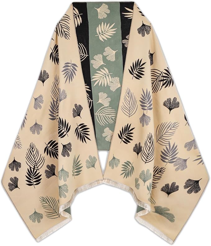 EXTREE Scarfs for Women Pashmina Silky Shawl Wrap for Evening Dressing Blanket Open Front Poncho Cape