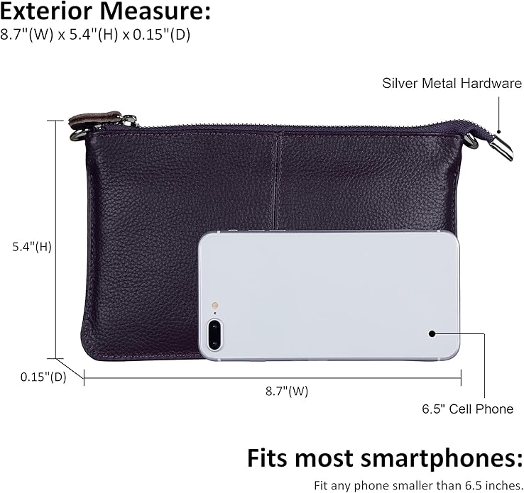 befen Genuine Leather Wristlet Clutch Wallet Purses Small Crossbody Bags for Women with RFID Blocking Card Slots