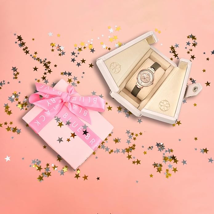 Women Watches Cherry Blossom Women's Watch Mother of Pearl Dial Ladies Watch with Leather Strap Sakura Petal Shape Cherry Blossom Watches for Women Sapphire Crystal Glass for Durability and Clarity